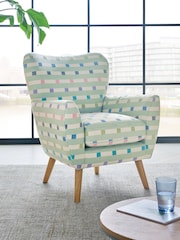 Chunky Stripe Geo Sage Wilson II Highback Armchair - Image 1 of 9
