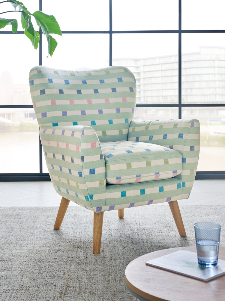 Chunky Stripe Geo Sage Wilson II Highback Armchair - Image 1 of 9