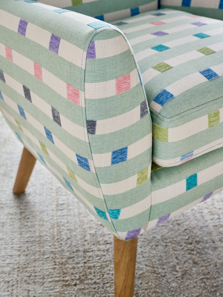 Chunky Stripe Geo Sage Wilson II Highback Armchair - Image 2 of 9