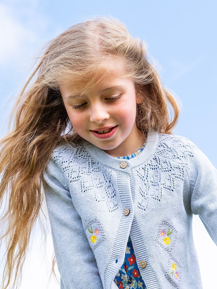 Cárdigan gris de pointelle Primrose de Frugi - Imagen 1 de 5