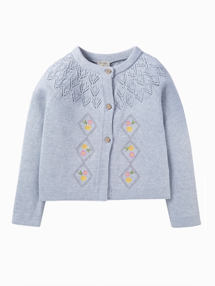 Cárdigan gris de pointelle Primrose de Frugi - Imagen 2 de 5