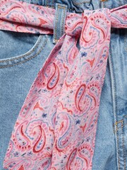 Mango Blue 100% Cotton Paperbag Shorts With Belt - Image 4 of 4