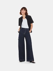 Whistles Blue Wide Leg Cargo Jeans - Image 1 of 5