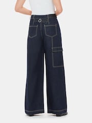 Whistles Blue Wide Leg Cargo Jeans - Image 4 of 5