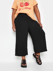 Yours Curve Black Khaki Green Cropped Trousers - Image 1 of 5