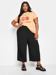 Yours Curve Black Khaki Green Cropped Trousers - Image 2 of 5