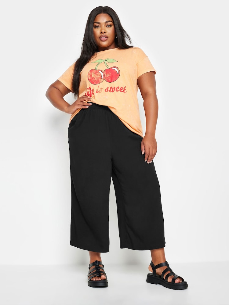 Yours Curve Black Khaki Green Cropped Trousers - Image 2 of 5