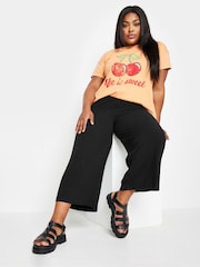Yours Curve Black Khaki Green Cropped Trousers - Image 4 of 5