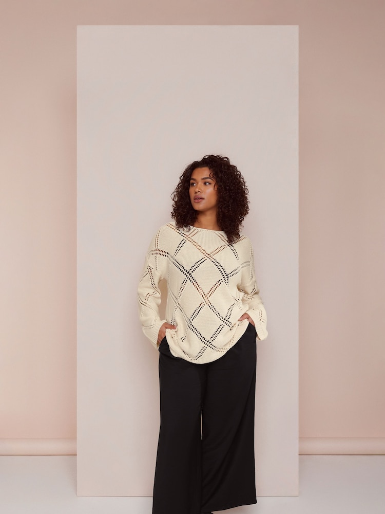 Evans Diamond Pointelle Jumper - Image 3 of 6