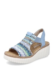 Rieker Womens Blue Elastic Stretch Sandals - Image 1 of 10
