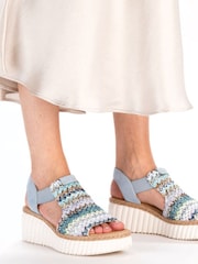 Rieker Womens Blue Elastic Stretch Sandals - Image 10 of 10