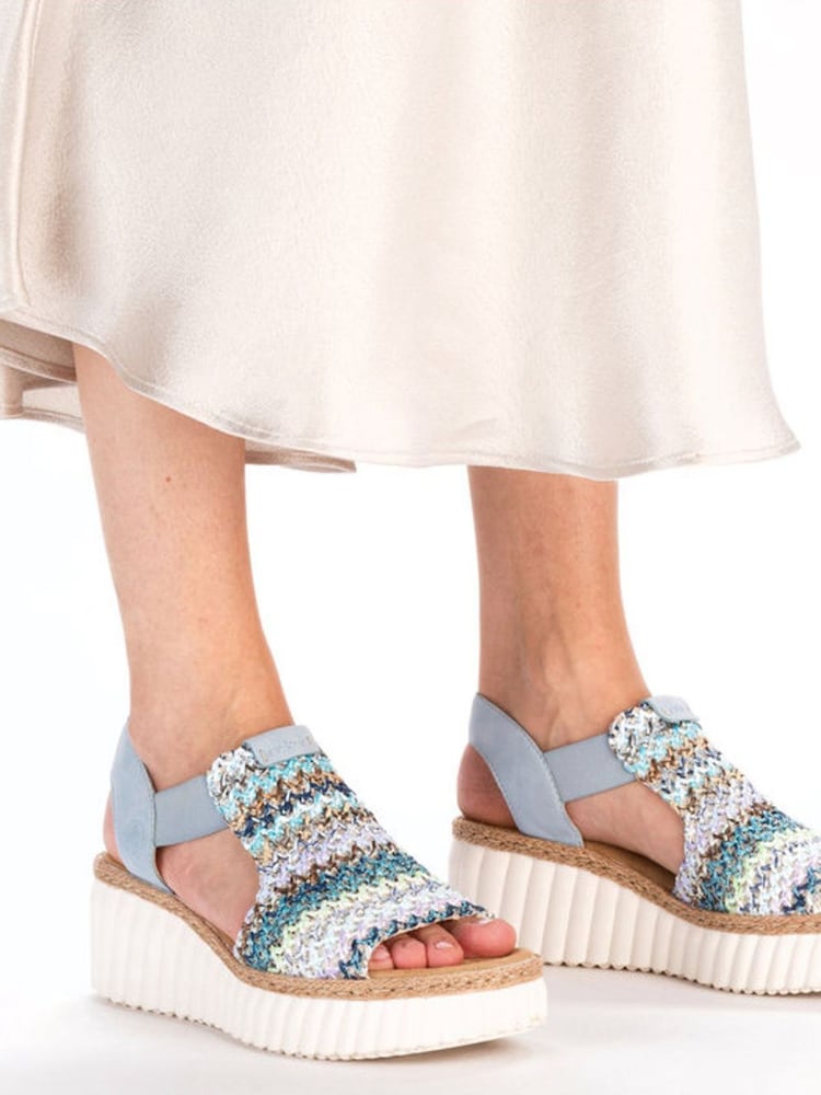 Rieker Womens Blue Elastic Stretch Sandals - Image 10 of 10