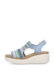 Rieker Womens Blue Elastic Stretch Sandals - Image 3 of 10