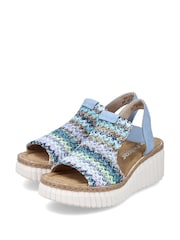 Rieker Womens Blue Elastic Stretch Sandals - Image 4 of 10