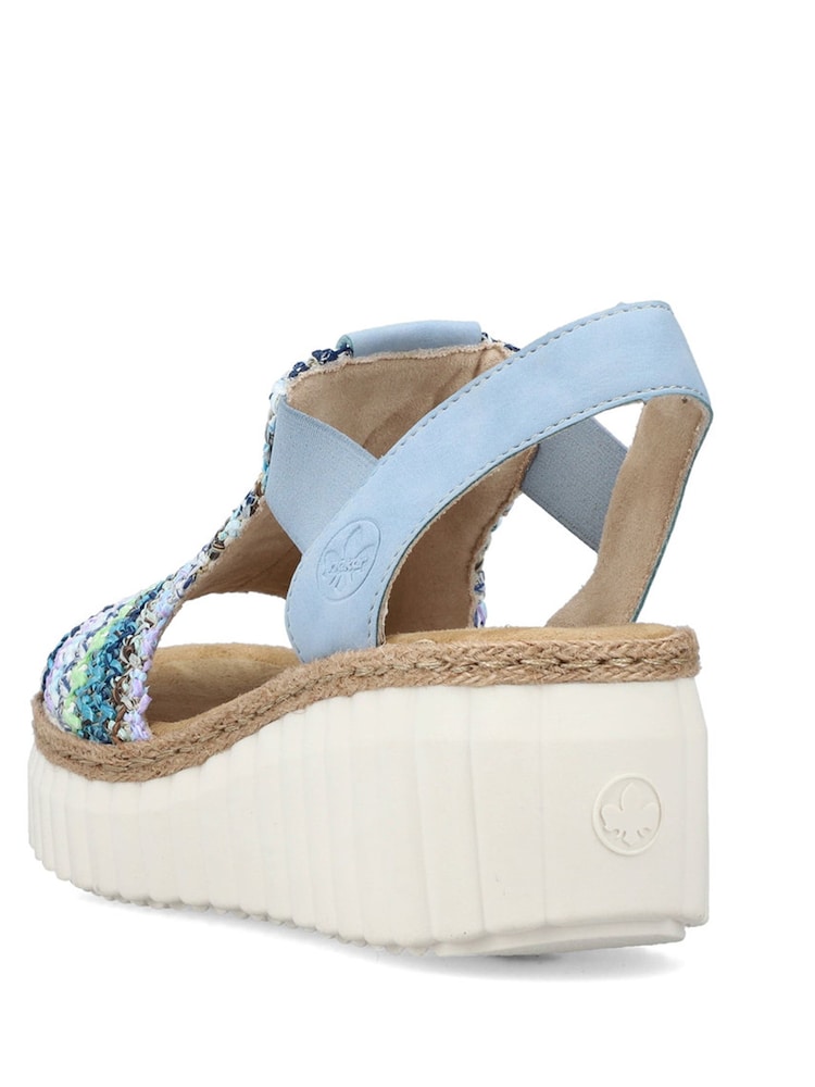 Rieker Womens Blue Elastic Stretch Sandals - Image 5 of 10