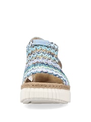 Rieker Womens Blue Elastic Stretch Sandals - Image 6 of 10