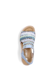 Rieker Womens Blue Elastic Stretch Sandals - Image 8 of 10
