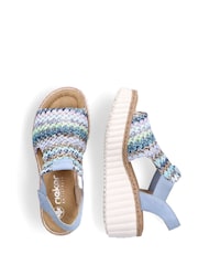 Rieker Womens Blue Elastic Stretch Sandals - Image 9 of 10