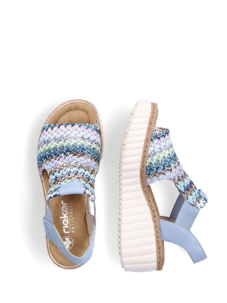 Rieker Womens Blue Elastic Stretch Sandals - Image 9 of 10
