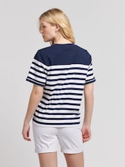 U.S. Polo Assn. Blue Womens Regular Fit Stripe 100% Cotton T-Shirt - Image 4 of 8
