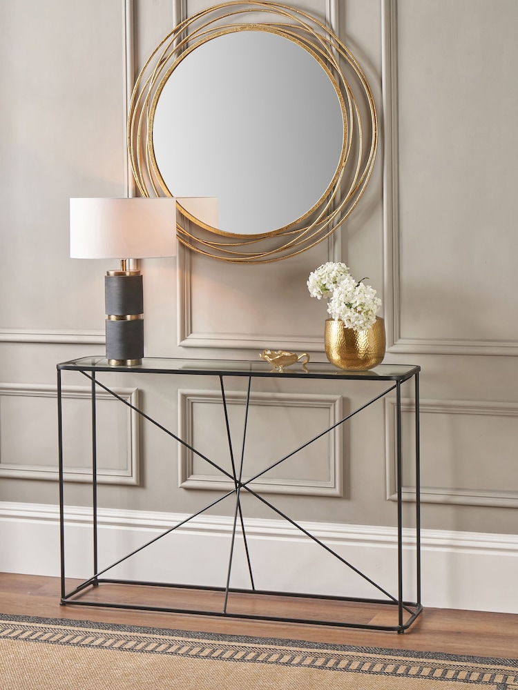 Pacific Glass and Black Roxy Metal Console Table - Image 1 of 6