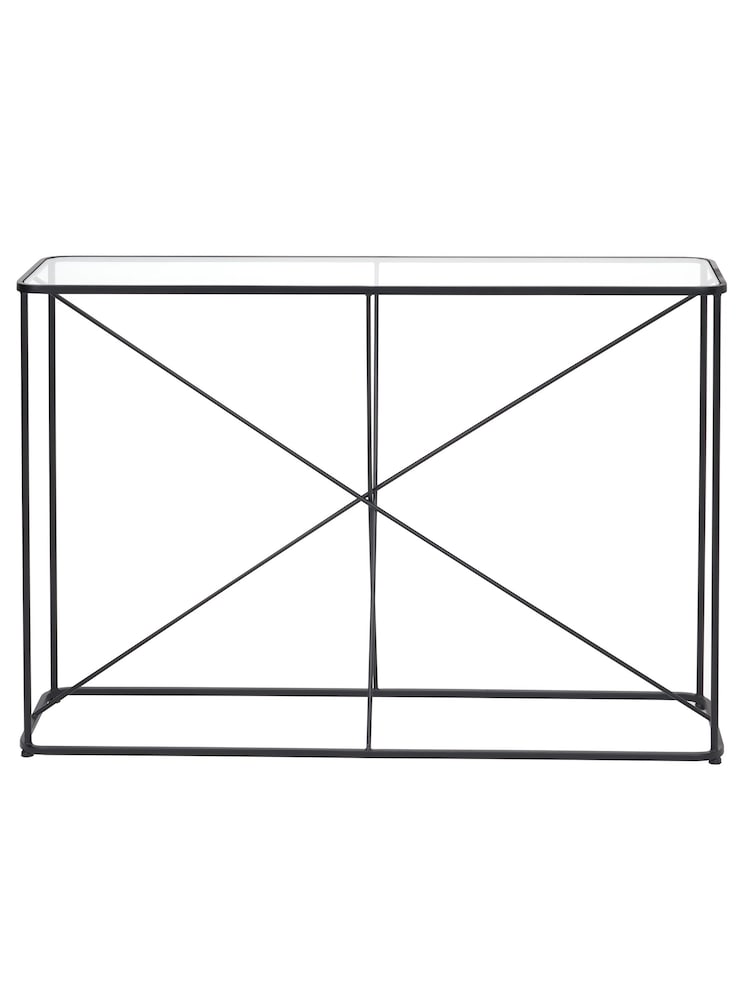 Pacific Glass and Black Roxy Metal Console Table - Image 2 of 6