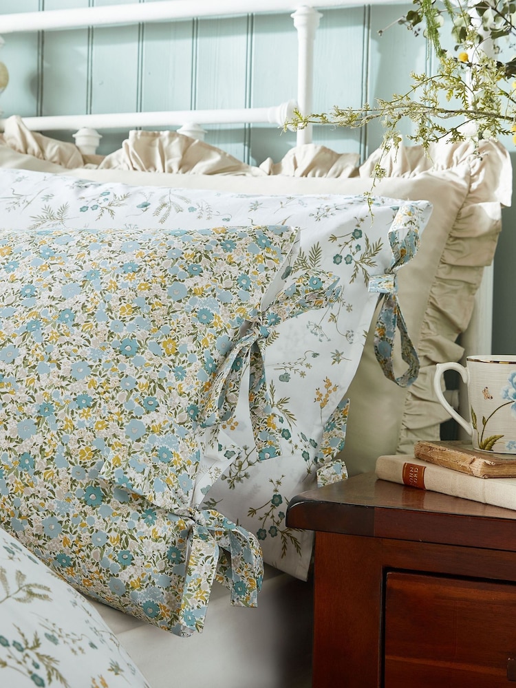 Laura Ashley Set of 2 Newport Blue 200 Thread Count Loveston 100% Cotton Pillowcase - Image 2 of 8
