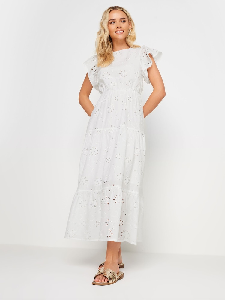 PixieGirl Petite 100% Cotton Frill Sleeve Embrodiered Maxi Dress - Bild 2 von 6