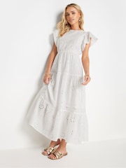 PixieGirl Petite 100% Cotton Frill Sleeve Embrodiered Maxi Dress - Bild 3 von 6