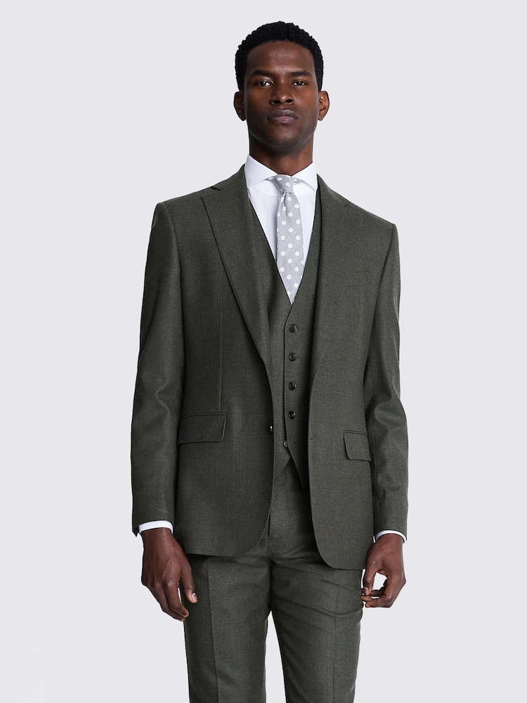 MOSS Green Tailored Fit Army Performance Jacket - Image 1 of 6