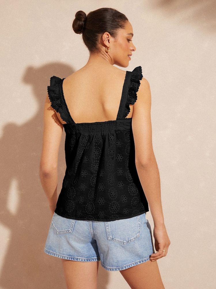 Love & Roses Broderie Broderie Square Neck Ruffle Camisole - Image 2 of 4