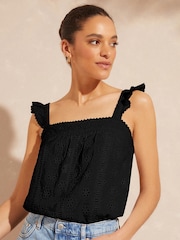 Love & Roses Broderie Broderie Square Neck Ruffle Camisole - Image 3 of 4