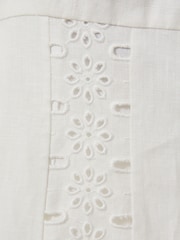 Reiss Ivory Clarice Petite Linen Broderie Midi Dress - Image 5 of 6
