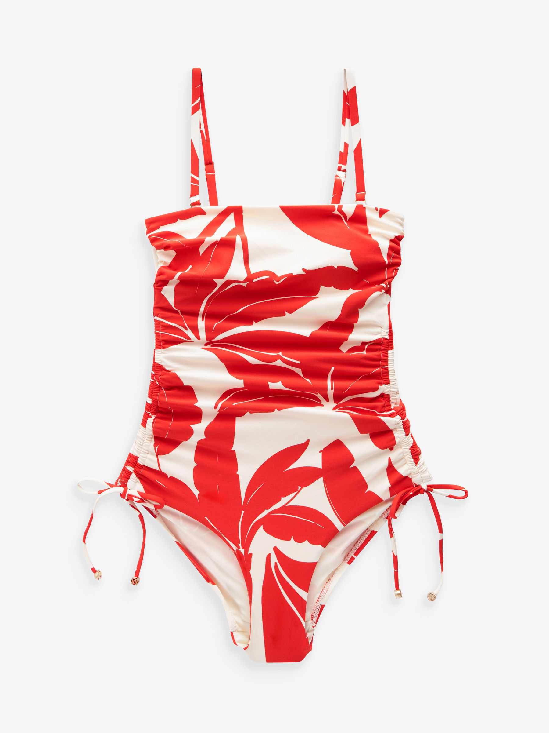 Buy Red/Ecru Floral Bandeau Ruched Leg Tummy Control Shaping