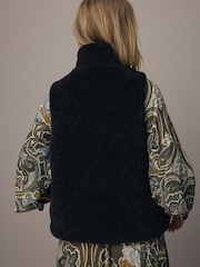Black Faux Fur Heavy Zip Through Gilet - Image 3 of 7