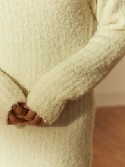 White Ecru Rochelle Humes Boucle Textured Off Shoulder Knitted Jumper Maxi Dress - Image 3 of 4