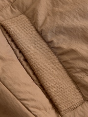Toffee Brown Shower Resistant Knit Collar Hooded Padded Gilet - Image 8 of 9