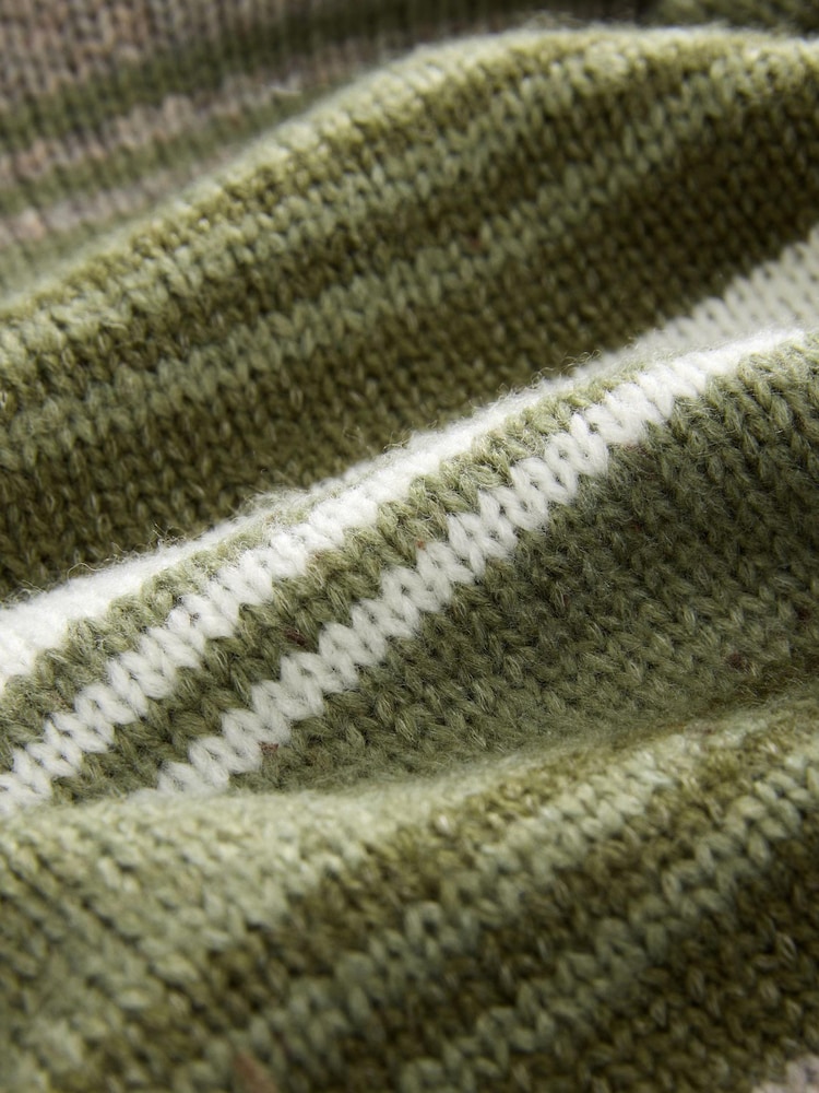 Khaki Green Ruffle Neck Knitted 100% Cotton Jumper - Image 8 of 8
