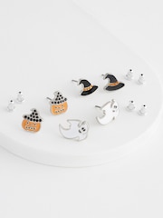 Orange/Black Halloween Pumpkin And Ghost Earrings Pack - Image 4 of 7