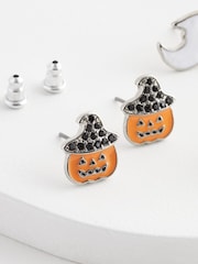 Orange/Black Halloween Pumpkin And Ghost Earrings Pack - Image 5 of 7