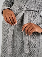 JoJo Maman Bébé Grey Cable Knit High Neck Maternity Dress - Image 4 of 4