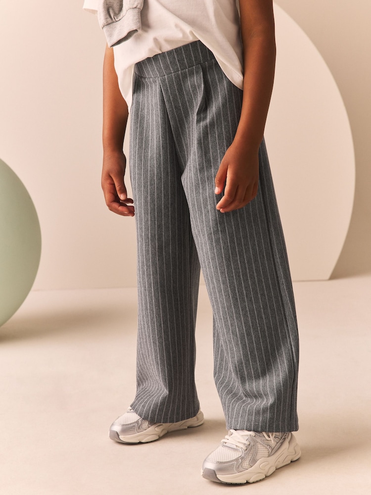 Grey Pinstripe Wide Leg Trousers (3-16yrs) - Image 1 of 8 Grey Pinstripe Wide Leg Trousers (3-16yrs) - Image 1 of 8