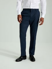 Bleu marine - Pantalon de smoking texturé avec détail de ruban adhésif - Image 1 of 6