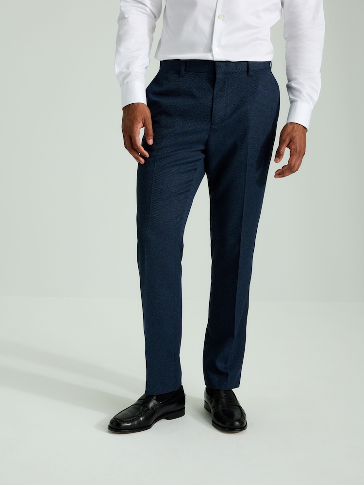 Bleu marine - Pantalon de smoking texturé avec détail de ruban adhésif - Image 1 of 6