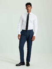 Bleu marine - Pantalon de smoking texturé avec détail de ruban adhésif - Image 2 of 6