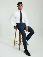 Bleu marine - Pantalon de smoking texturé avec détail de ruban adhésif - Image 3 of 6