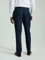 Bleu marine - Pantalon de smoking texturé avec détail de ruban adhésif - Image 4 of 6