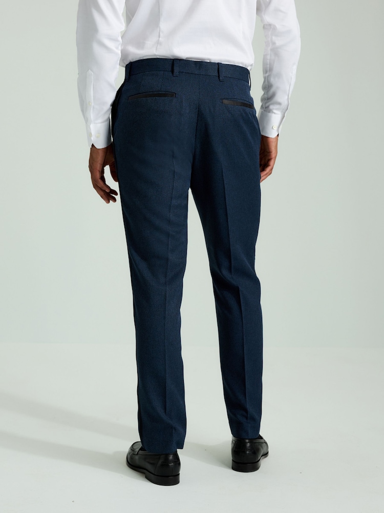 Bleu marine - Pantalon de smoking texturé avec détail de ruban adhésif - Image 4 of 6