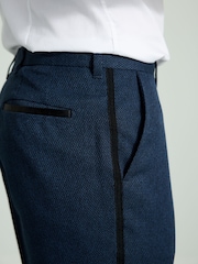 Bleu marine - Pantalon de smoking texturé avec détail de ruban adhésif - Image 5 of 6