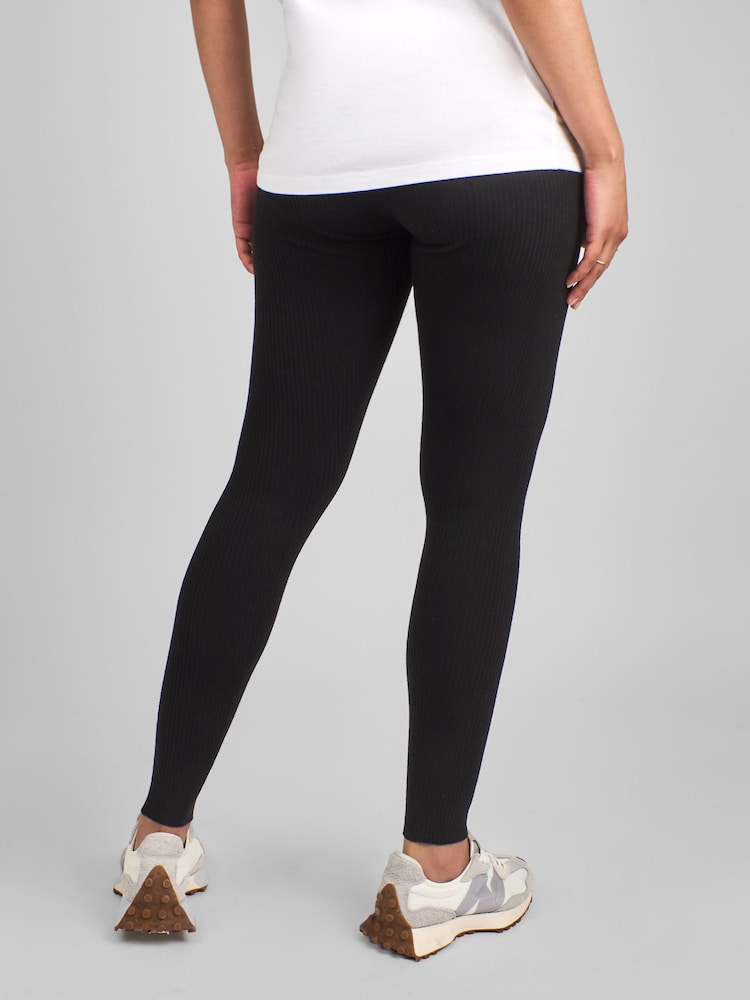 JoJo Maman Bébé Black Maternity Knitted Rib Leggings - Image 2 of 4 JoJo Maman Bébé Black Maternity Knitted Rib Leggings - Image 2 of 4